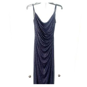 Long navy sequins dress